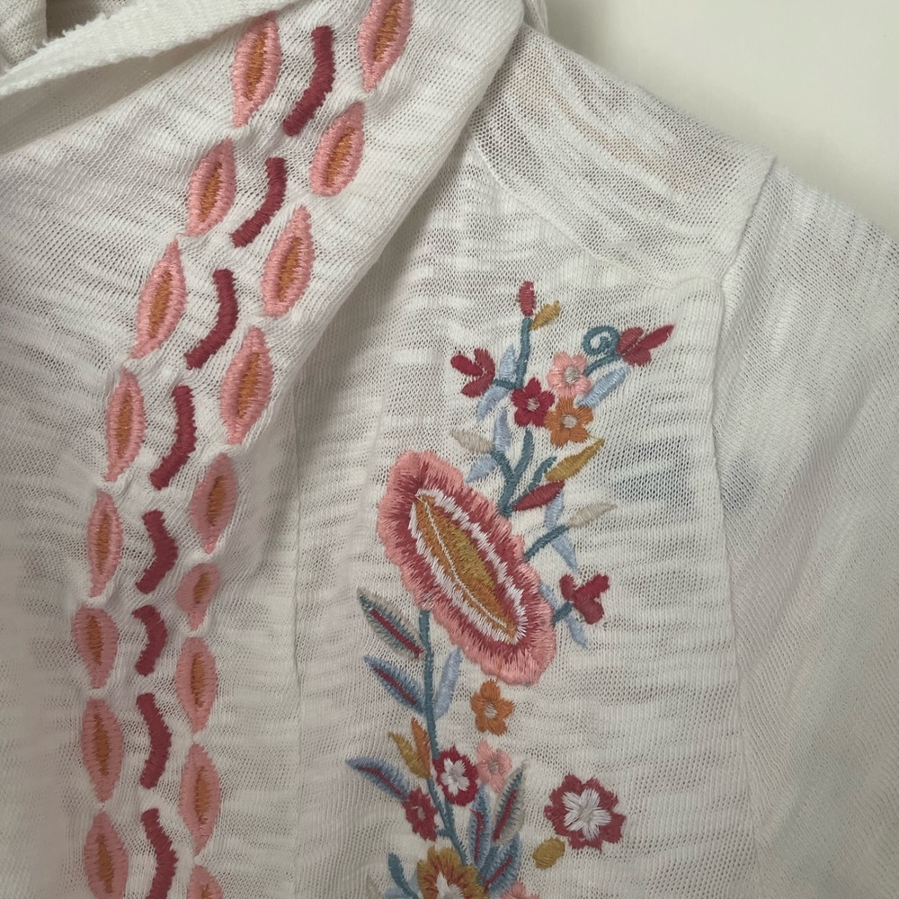 Soft Surroundings Embroidered Hoodie Sweater Small Cotton Boho Cottagecore - Picture 11 of 15